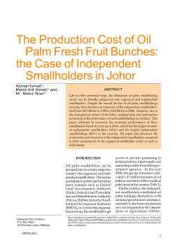 The Production Cost of Oil Palm Fresh Fruit Bunches: the Case of