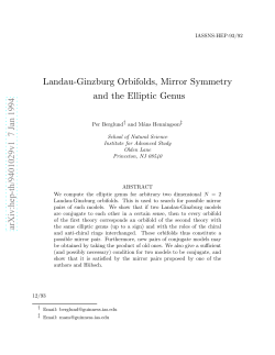 Landau-Ginzburg Orbifolds, Mirror Symmetry and the Elliptic Genus