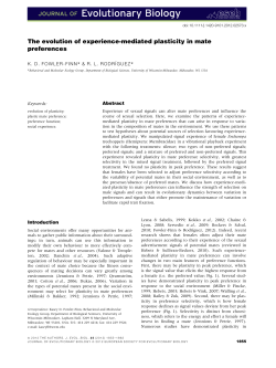 The evolution of experiencemediated plasticity in mate preferences