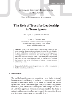 The Role of Trust for Leadership in Team Sports