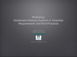 Workshop: Distributed Antenna Systems in Hospitals Best Practices