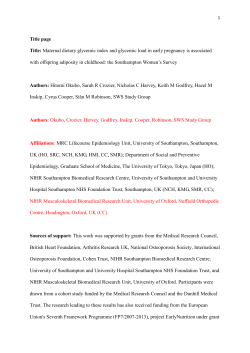 Maternal dietary glycemic index and glycemic load in early