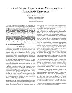 Forward Secure Asynchronous Messaging from Puncturable