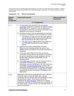 Early Steps Operations Guide