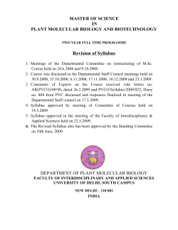 Revision of Syllabus - Department of Plant Molecular Biology