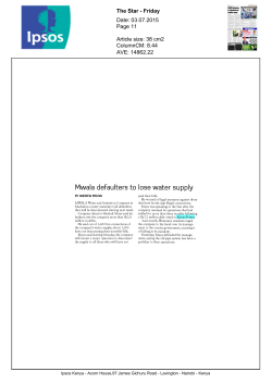 Mwala defaulters to lose water supply