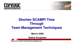Shorten SCAMPI Time Through Team Management Techniques