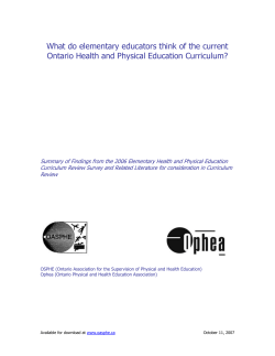 Health and Physical Education in Ontario Schools