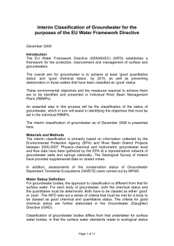 Interim Classification of Groundwater for the purposes of the EU