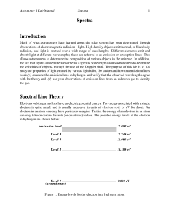 Spectra Introduction Spectral Line Theory
