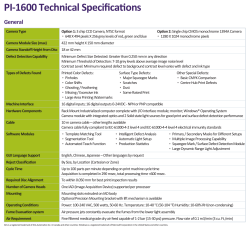 PI-1600 Specifications