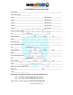 Club Name: How many teams: ______ Team 1