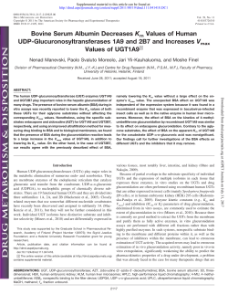 Bovine Serum Albumin Decreases Km Values of Human UDP