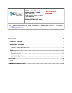 Lay-Person Summary - SUNY Downstate Office of Research