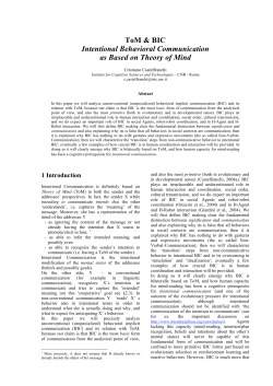 Intentional Behavioral Communication as Based on Theory of Mind