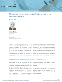 Urea and creatinine concentration, the urea: creatinine ratio