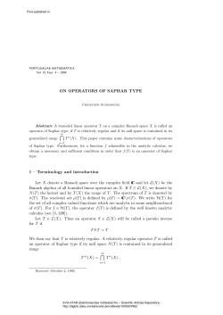 ON OPERATORS OF SAPHAR TYPE 1 &ndash; Terminology and