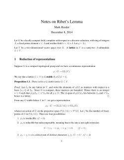 Notes on Ribet`s Lemma by Mark Reeder