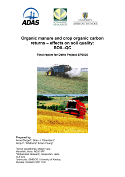 Organic manure and crop organic carbon returns