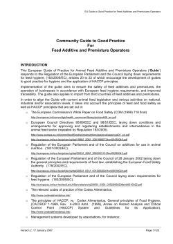 Community guide to good practice for feed additive and - FAMI-QS
