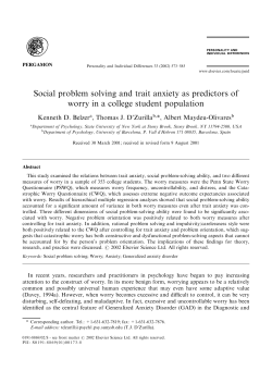 Social problem solving and trait anxiety as predictors of worry in a