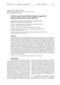 The bio-organic nano fertilizer improves sugar beet photosynthesis
