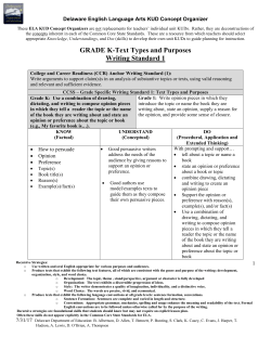 Literacy Organizer for Writing Standard 1