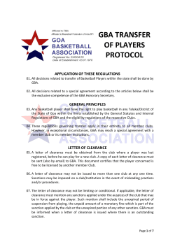 gba transfer of players protocol - GBA &ndash; Goa Basketball Association