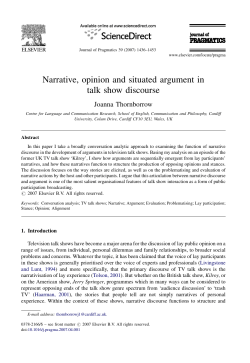 Narrative, opinion and situated argument in talk show discourse