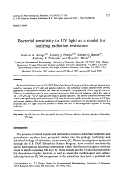 Bacterial sensitivity to UV light as a model for ionizing radiation