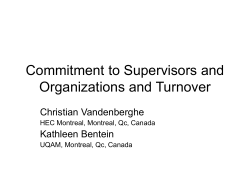 Commitment to Supervisors and Organizations and Turnover