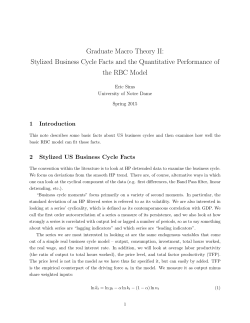 Graduate Macro Theory II: Stylized Business Cycle Facts and the