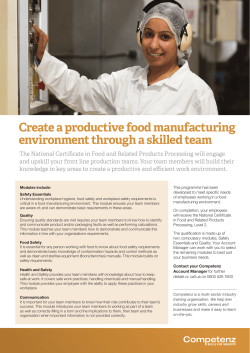 Create a productive food manufacturing environment