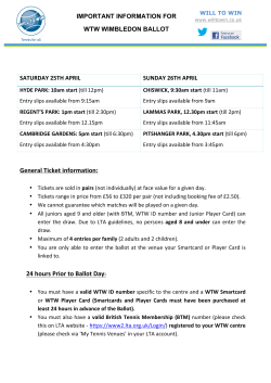 General Ticket information: 24 hours Prior to Ballot Day