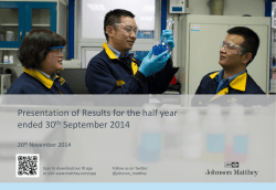 Presentation of Results for the half year ended
