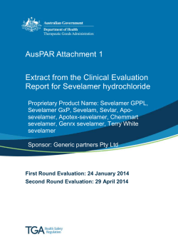 Sevelamer hydrochloride - Therapeutic Goods Administration (TGA)