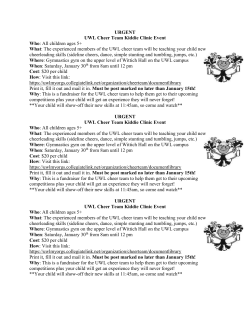 URGENT UWL Cheer Team Kiddie Clinic Event Who: All children
