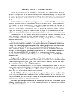 Modifying a servo for reversed operation