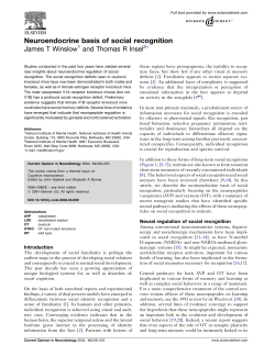 Neuroendocrine basis of social recognition