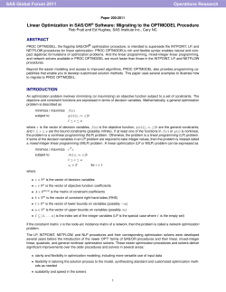 200-2011: Linear Optimization in SAS/OR&reg; Software