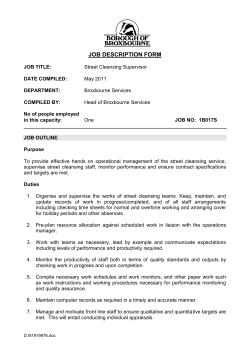 JOB TITLE: Contract Supervisor (street cleansing