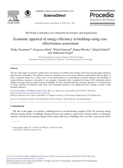 Economic Appraisal of Energy Efficiency in