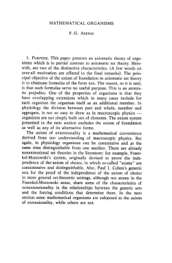 MATHEMATICAL ORGANISMS FG ASENJO 1. PURPOSE