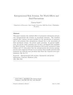 Entrepreneurial Risk Aversion, Net Worth Effects and Real