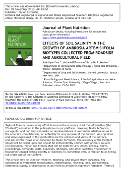 Journal of Plant Nutrition EFFECTS OF SOIL SALINITY IN THE