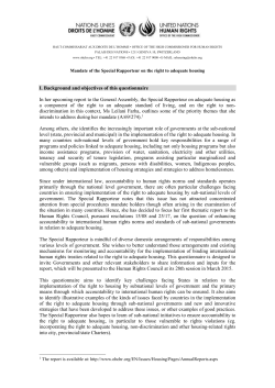 PAGE 1 I. Background and objectives of this questionnaire In her