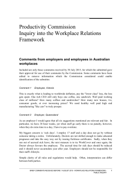 Comments from employers and employees in Australian workplaces