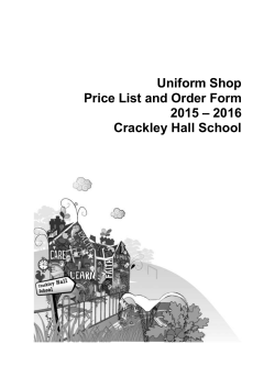 Uniform Shop Price List and Order Form 2015 &ndash; 2016 Crackley Hall