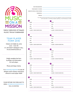 teaM Player FOrM 2016