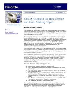 OECD Releases First Base Erosion and Profit Shifting Report